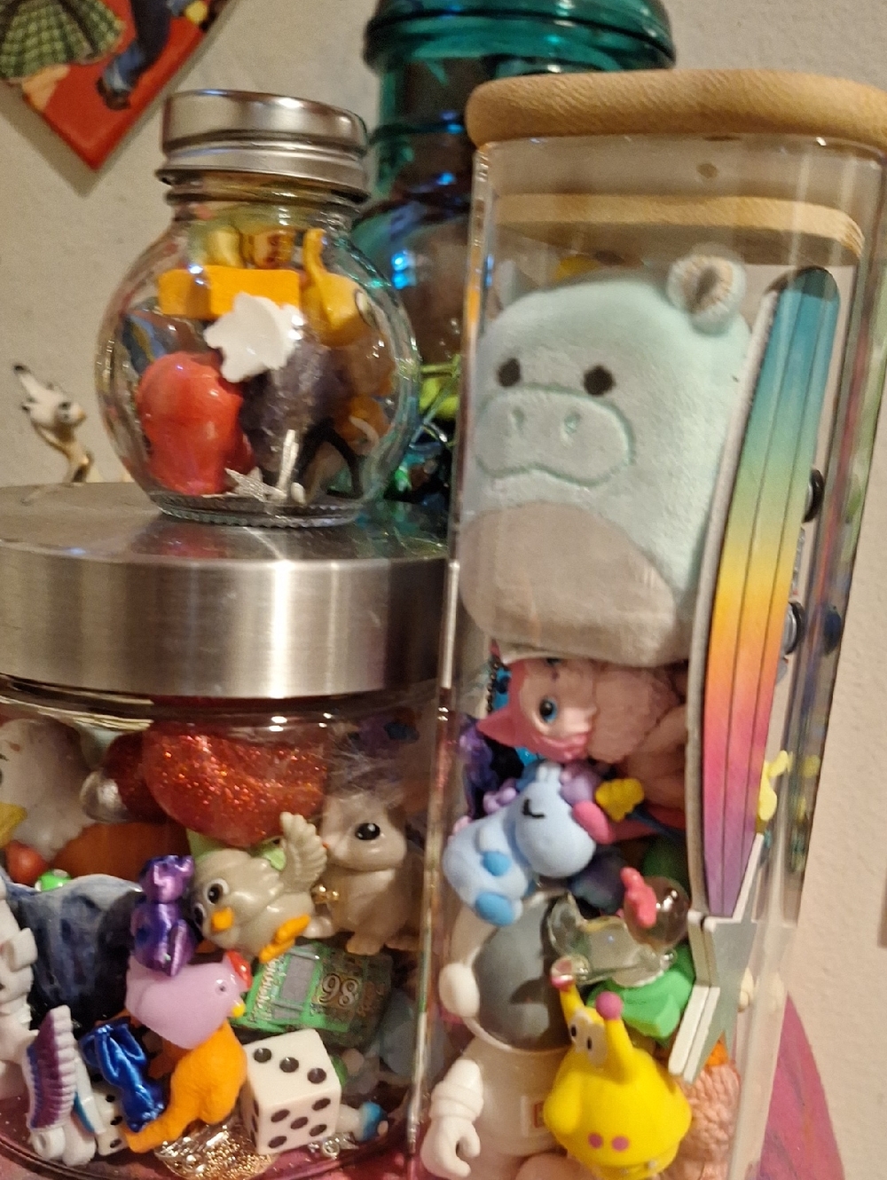 Trinket Jar-Colorful Eclectic  Jar with Toys And Trinkets#Earthweek